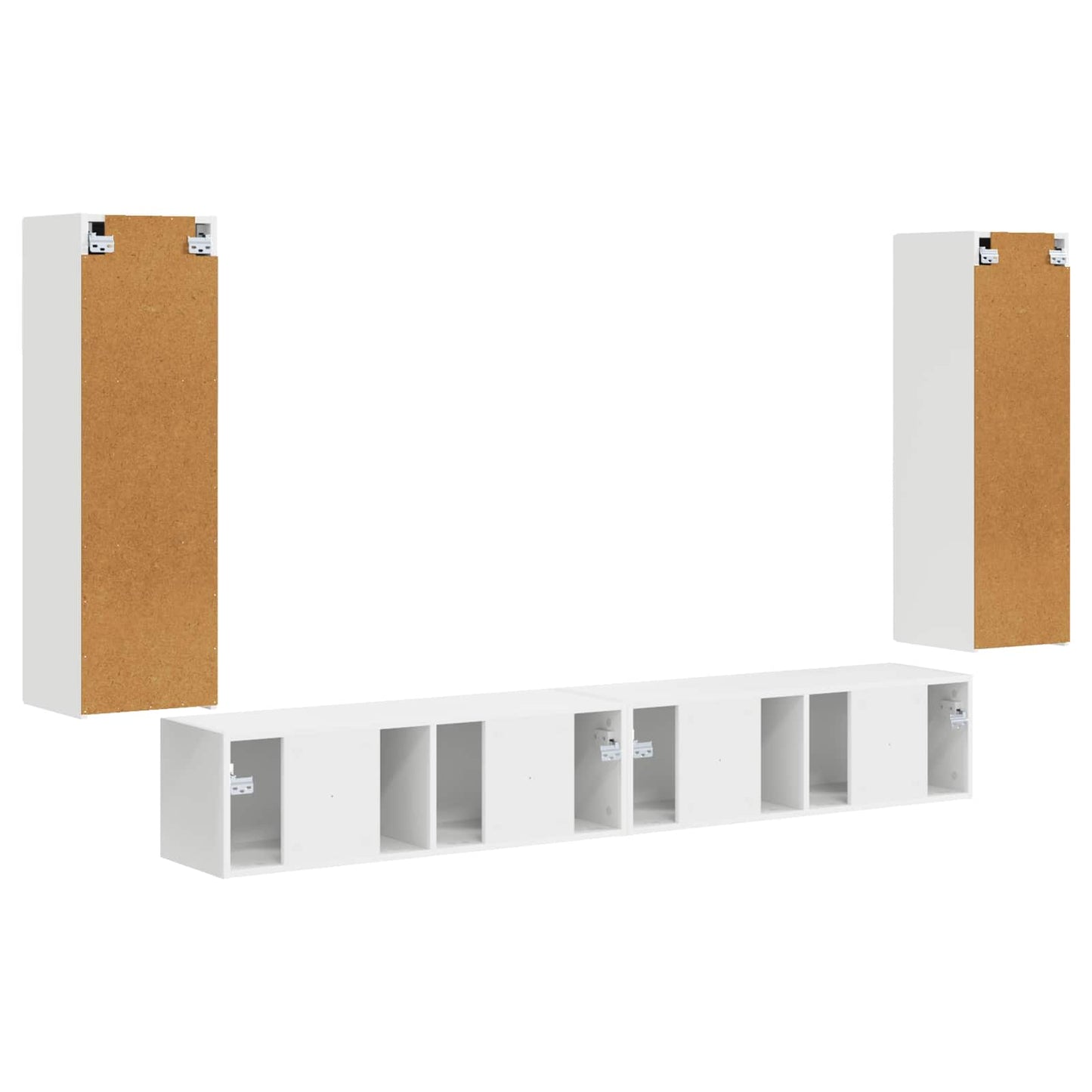 vidaXL TV Wall Cabinet Set 4 pcs White Engineered Wood