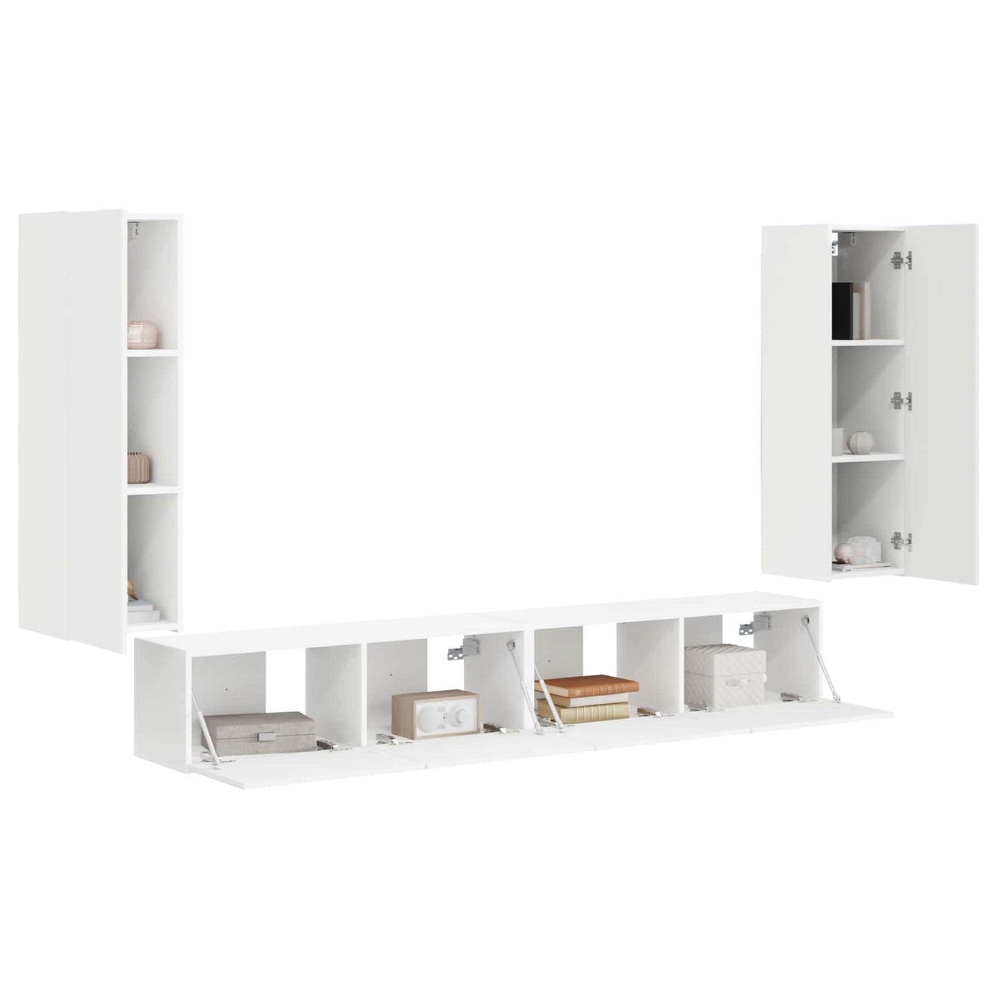 vidaXL TV Wall Cabinet Set 4 pcs White Engineered Wood