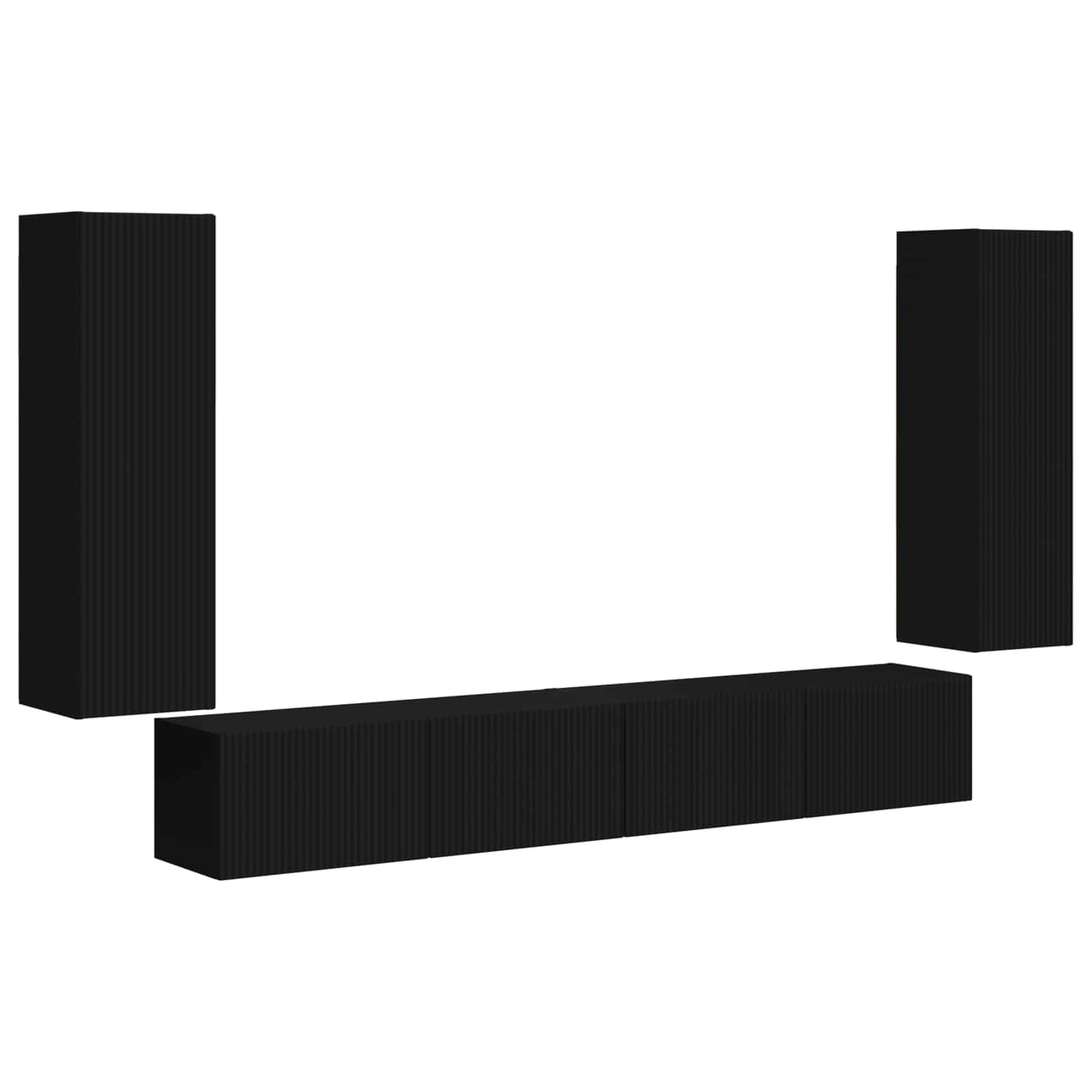 vidaXL TV Wall Cabinet Set 4 pcs Black Engineered Wood