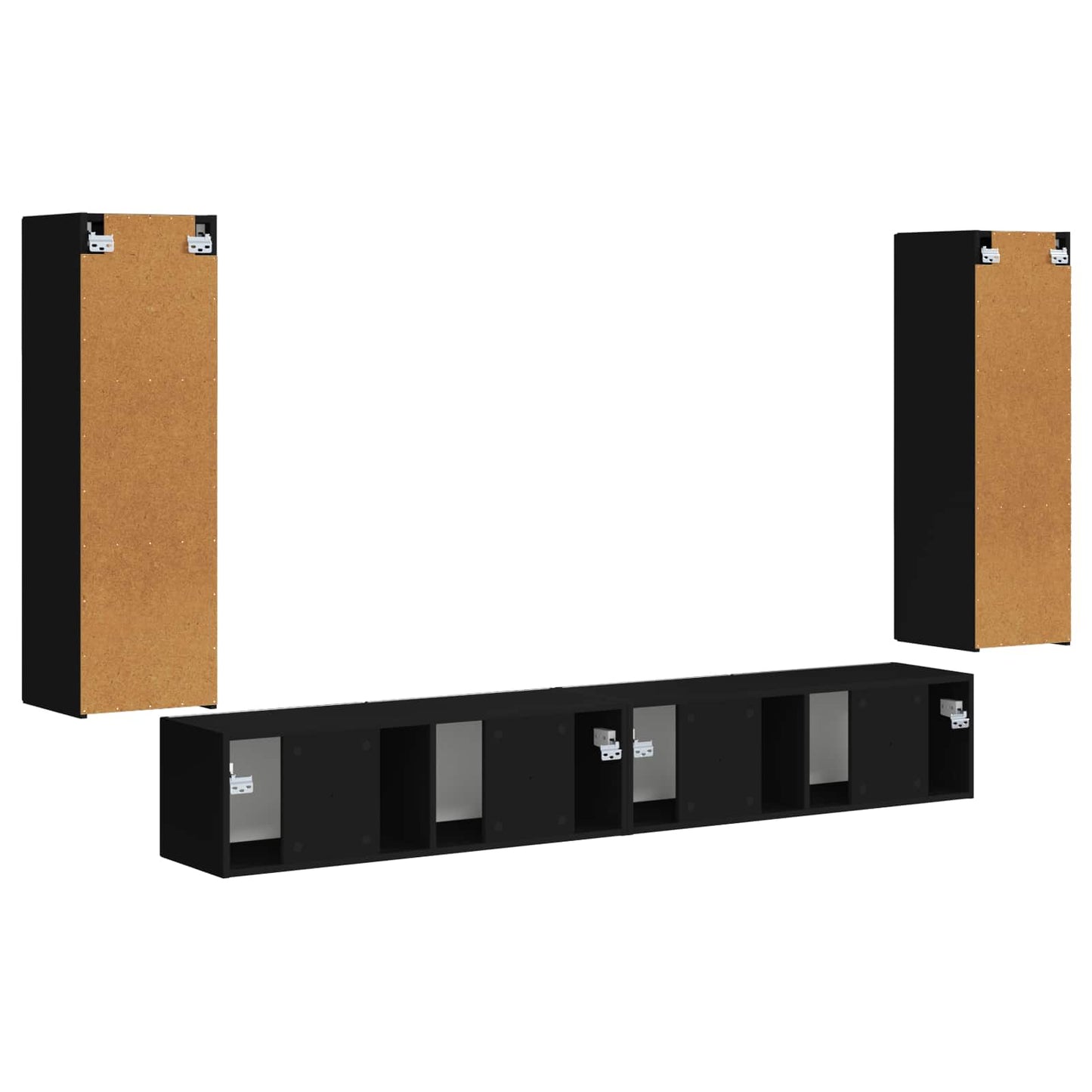 vidaXL TV Wall Cabinet Set 4 pcs Black Engineered Wood