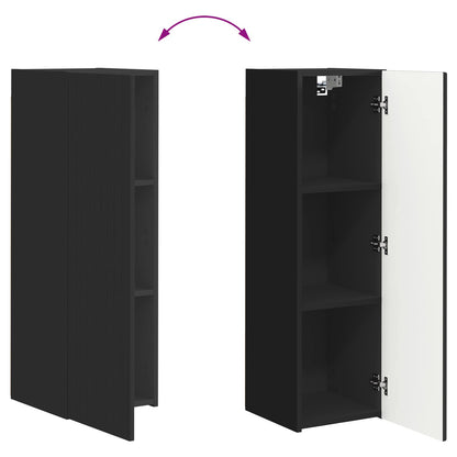 vidaXL TV Wall Cabinet Set 4 pcs Black Engineered Wood