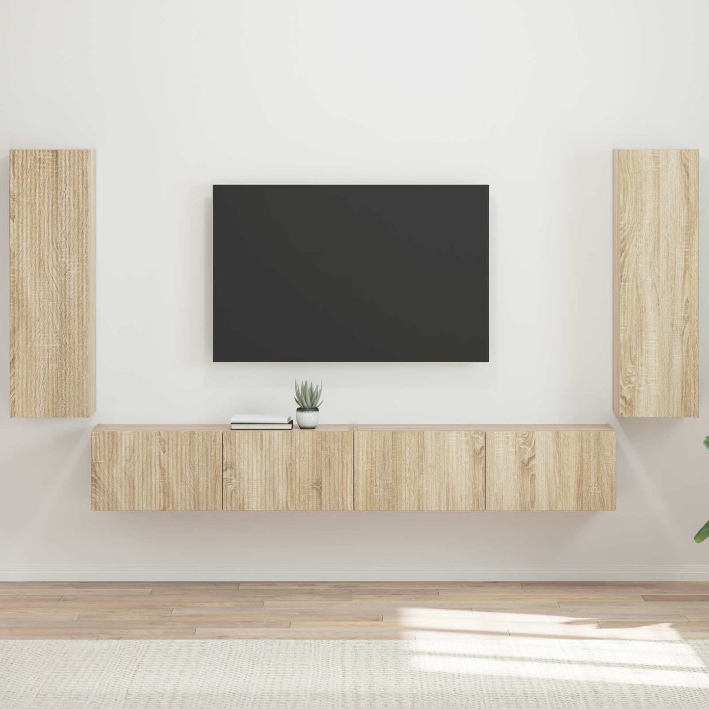 vidaXL TV Wall Cabinet Set 4 pcs Sonoma Oak Engineered Wood