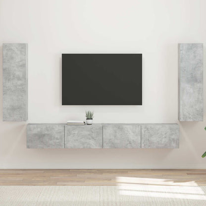 vidaXL TV Wall Cabinet Set 4 pcs Concrete Grey Engineered Wood