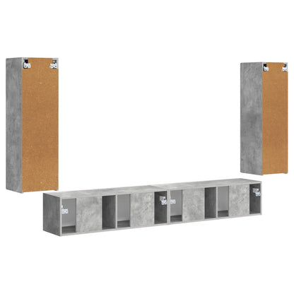 vidaXL TV Wall Cabinet Set 4 pcs Concrete Grey Engineered Wood