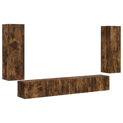 vidaXL TV Wall Cabinet Set 4 pcs Smoked Oak Engineered Wood