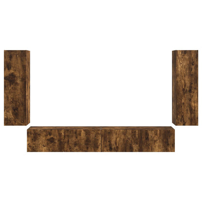 vidaXL TV Wall Cabinet Set 4 pcs Smoked Oak Engineered Wood