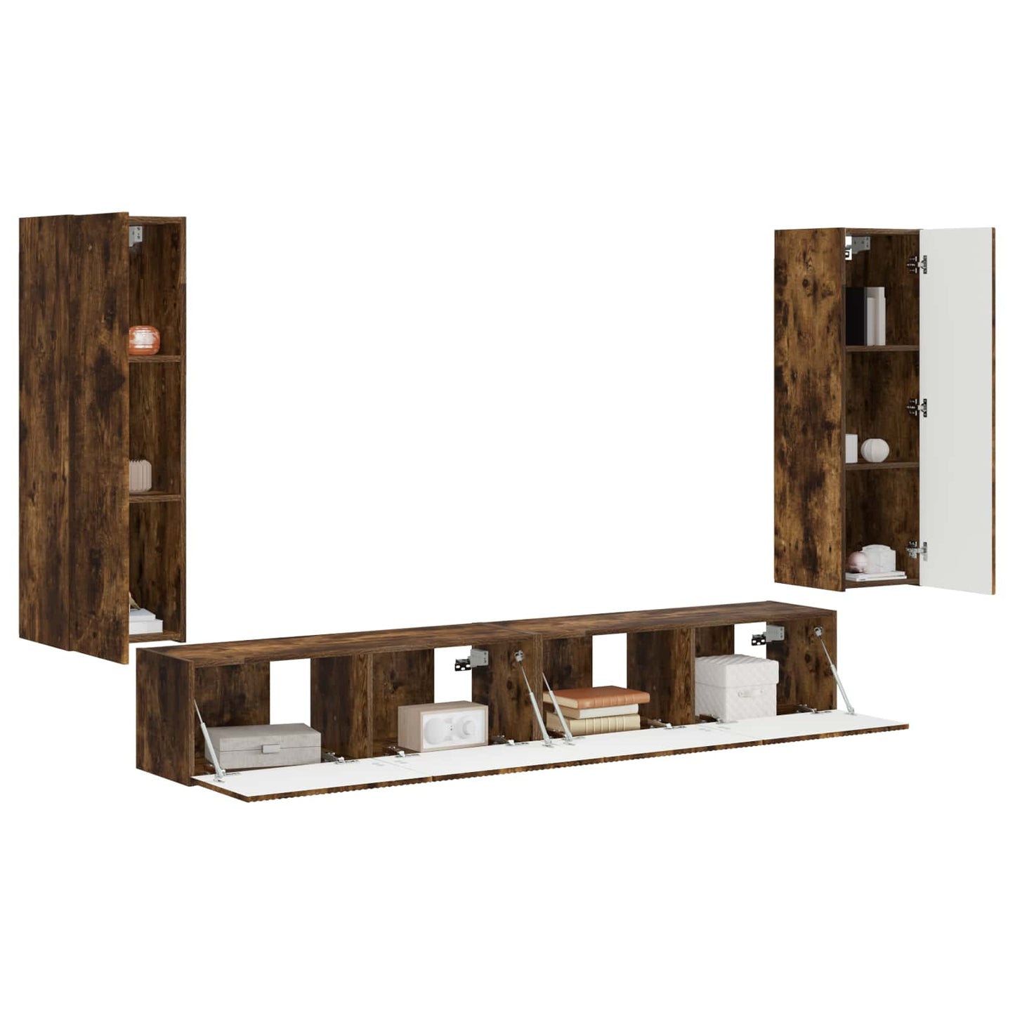 vidaXL TV Wall Cabinet Set 4 pcs Smoked Oak Engineered Wood