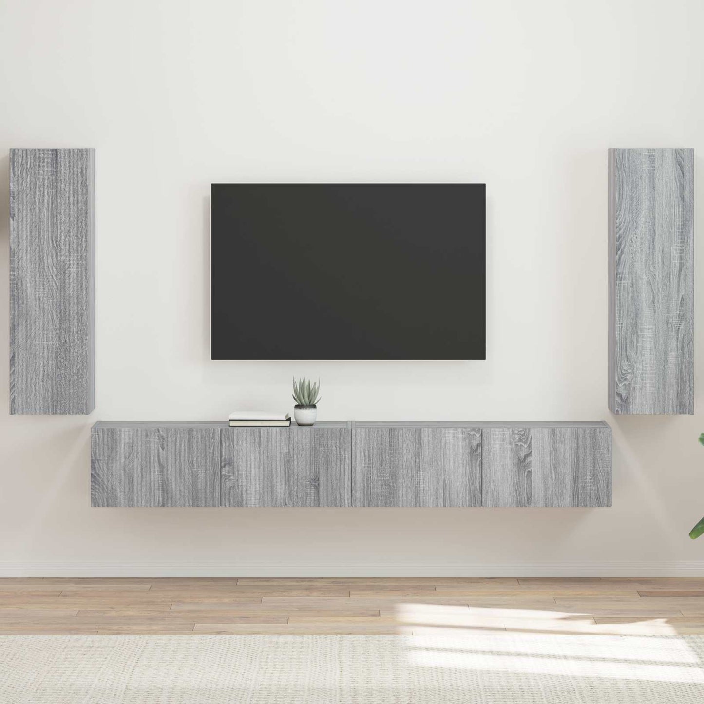 vidaXL TV Wall Cabinet Set 4 pcs Grey Sonoma Engineered Wood