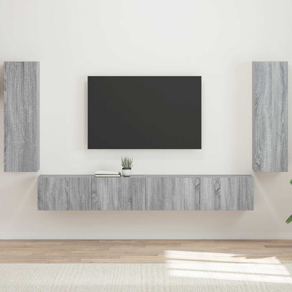 vidaXL TV Wall Cabinet Set 4 pcs Grey Sonoma Engineered Wood