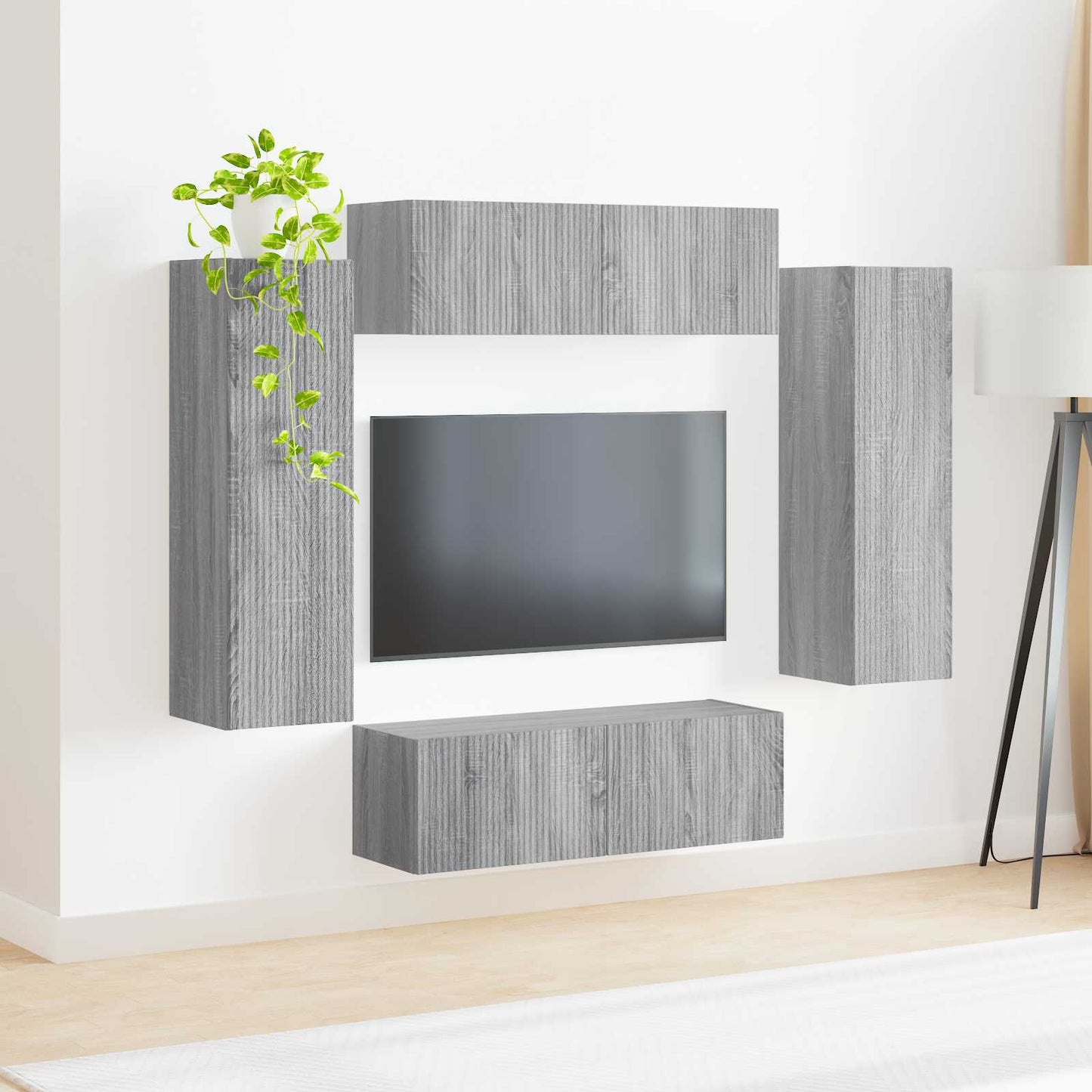vidaXL TV Wall Cabinet Set 4 pcs Grey Sonoma Engineered Wood