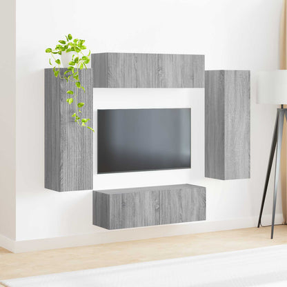 vidaXL TV Wall Cabinet Set 4 pcs Grey Sonoma Engineered Wood