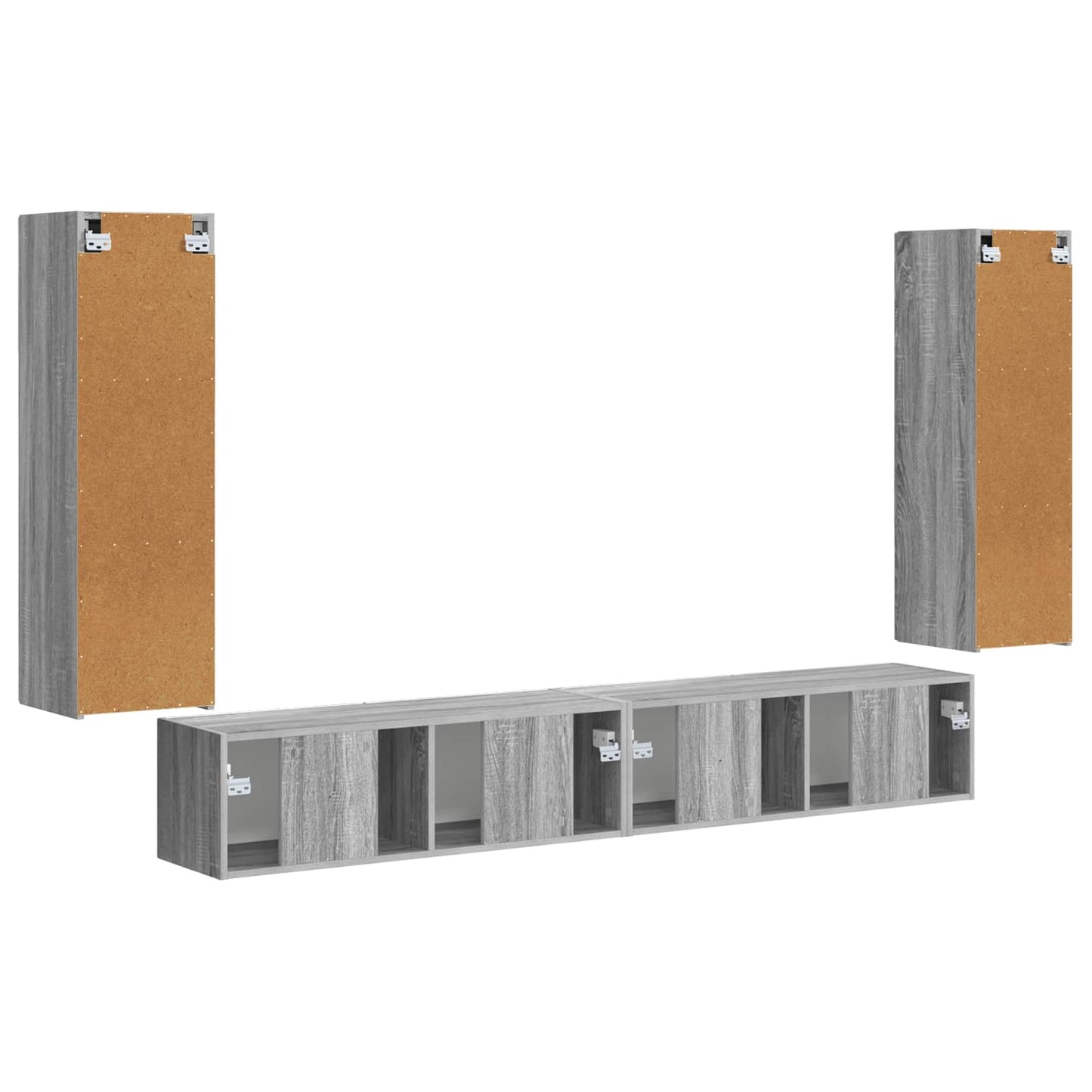 vidaXL TV Wall Cabinet Set 4 pcs Grey Sonoma Engineered Wood