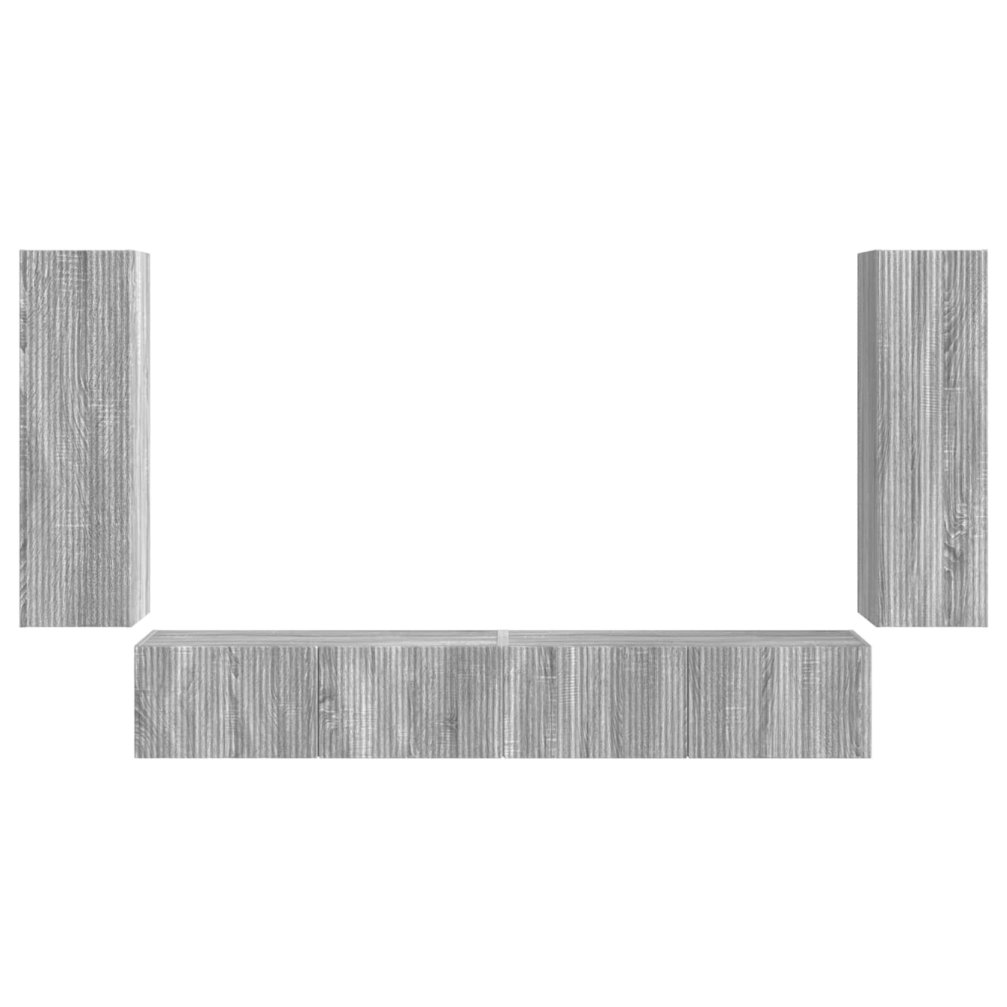 vidaXL TV Wall Cabinet Set 4 pcs Grey Sonoma Engineered Wood