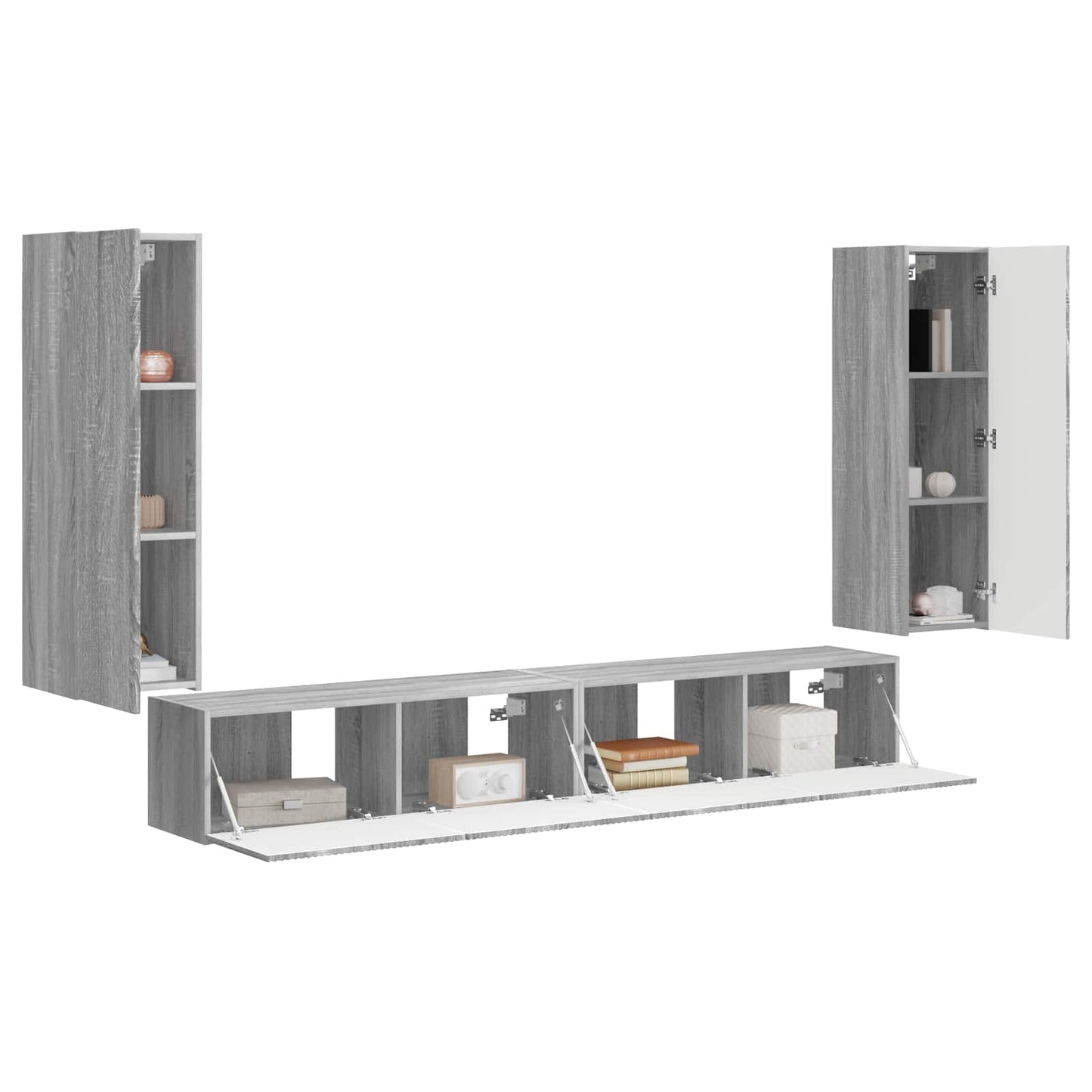 vidaXL TV Wall Cabinet Set 4 pcs Grey Sonoma Engineered Wood