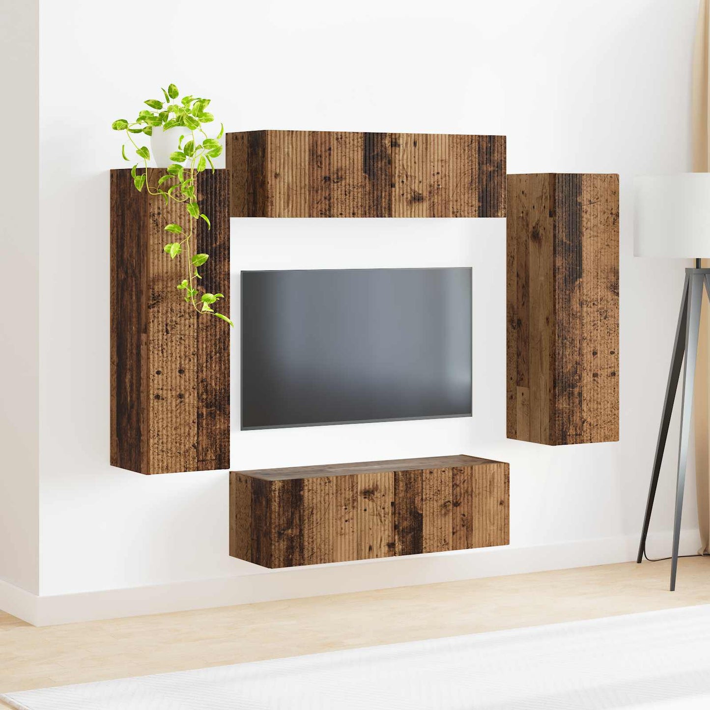 vidaXL TV Wall Cabinet Set 4 pcs 29.5 x 31 x 100 cm Old Wood