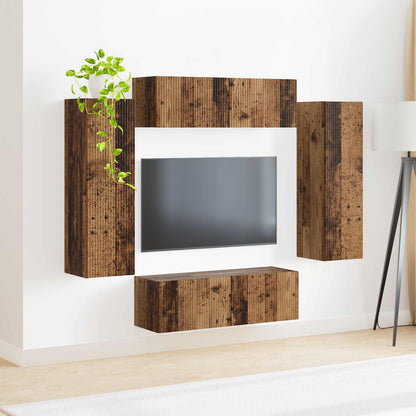 vidaXL TV Wall Cabinet Set 4 pcs 29.5 x 31 x 100 cm Old Wood