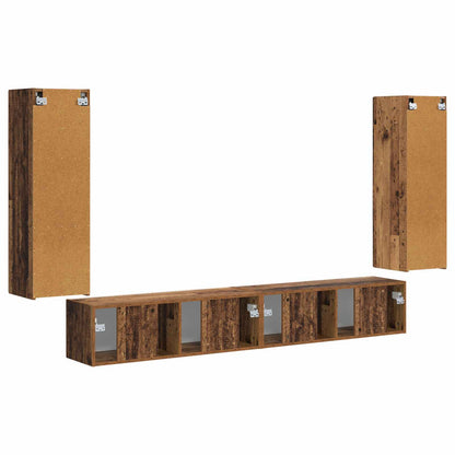 vidaXL TV Wall Cabinet Set 4 pcs 29.5 x 31 x 100 cm Old Wood