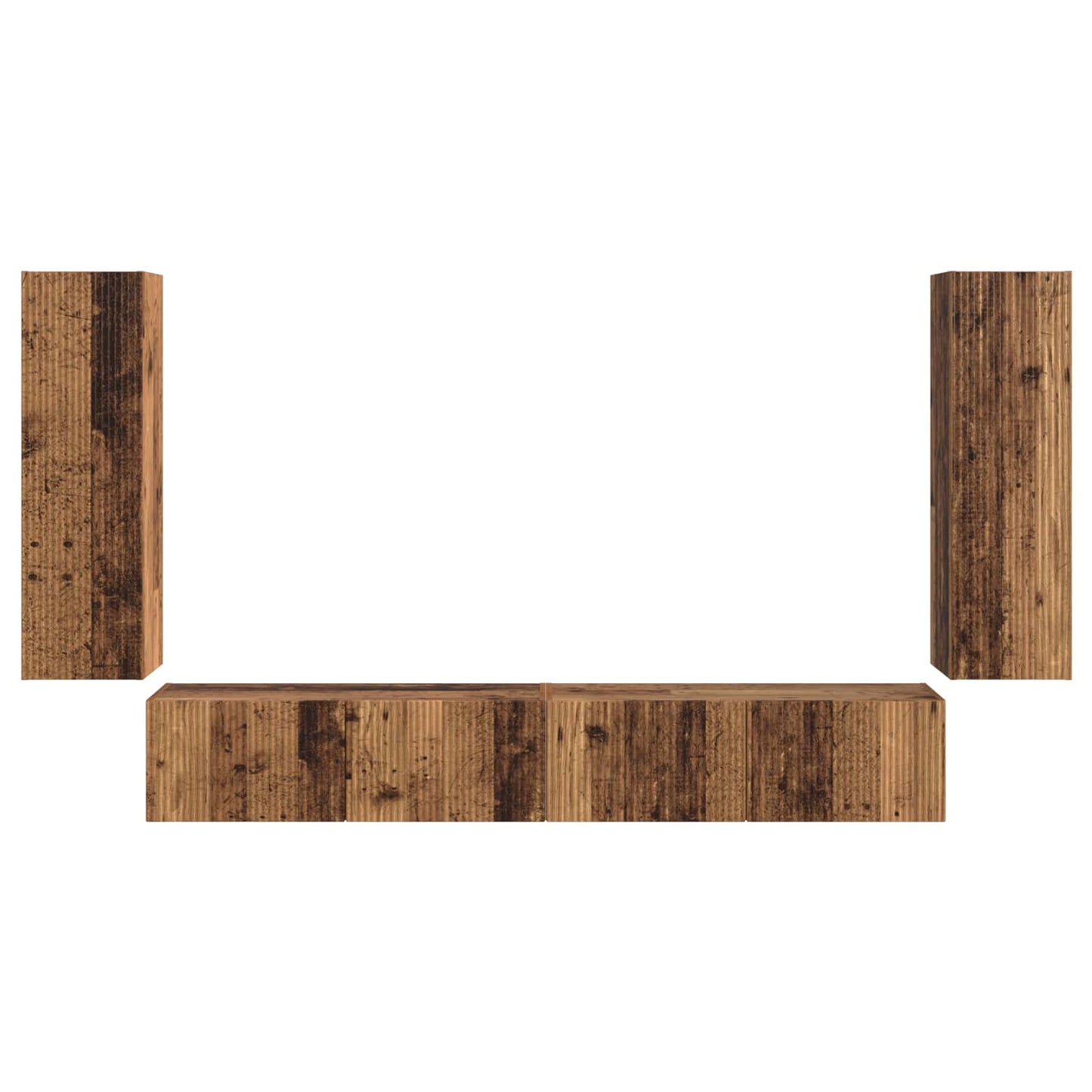 vidaXL TV Wall Cabinet Set 4 pcs 29.5 x 31 x 100 cm Old Wood