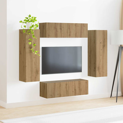 vidaXL TV Wall Cabinet Set 4 pcs Artisan Oak Engineered Wood