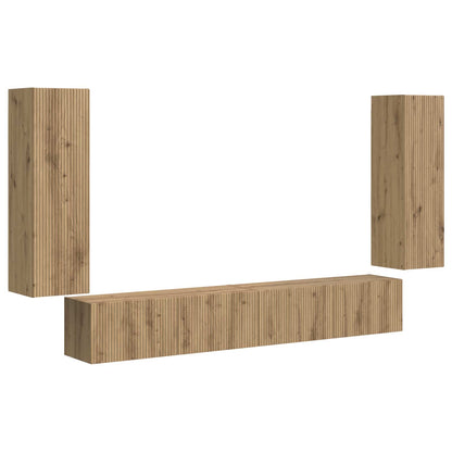 vidaXL TV Wall Cabinet Set 4 pcs Artisan Oak Engineered Wood