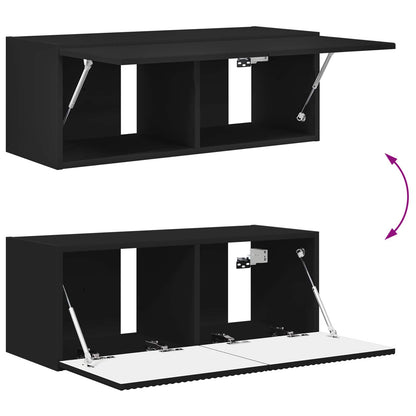 vidaXL TV Wall Cabinet Set Wall-mounted 4 pcs Black Engineered Wood