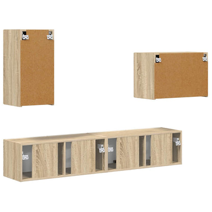 vidaXL TV Wall Cabinet Set 4 pcs Sonoma Oak Engineered Wood