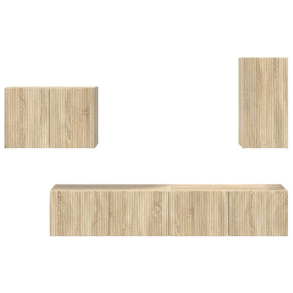 vidaXL TV Wall Cabinet Set 4 pcs Sonoma Oak Engineered Wood