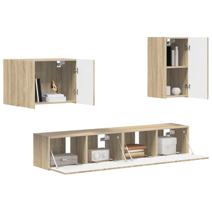 vidaXL TV Wall Cabinet Set 4 pcs Sonoma Oak Engineered Wood