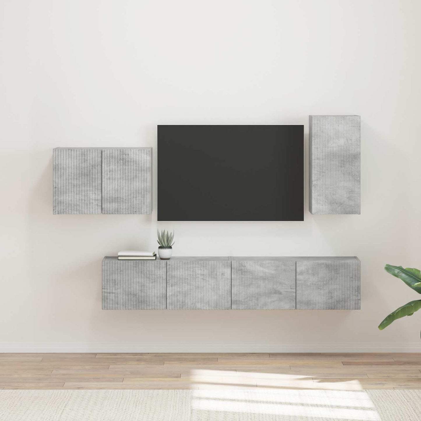 vidaXL TV Wall Cabinet Set 4 pcs Concrete Grey Engineered Wood