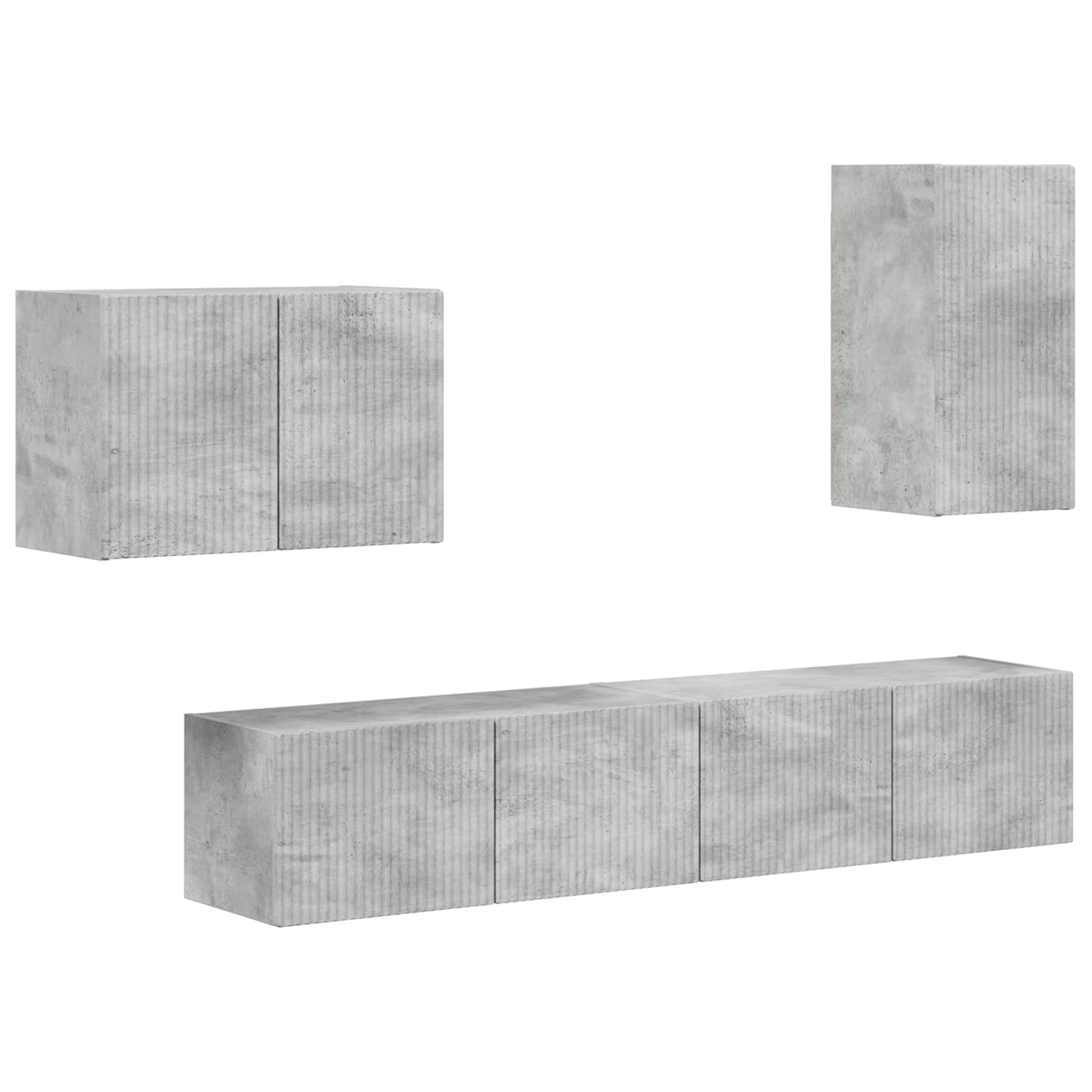 vidaXL TV Wall Cabinet Set 4 pcs Concrete Grey Engineered Wood