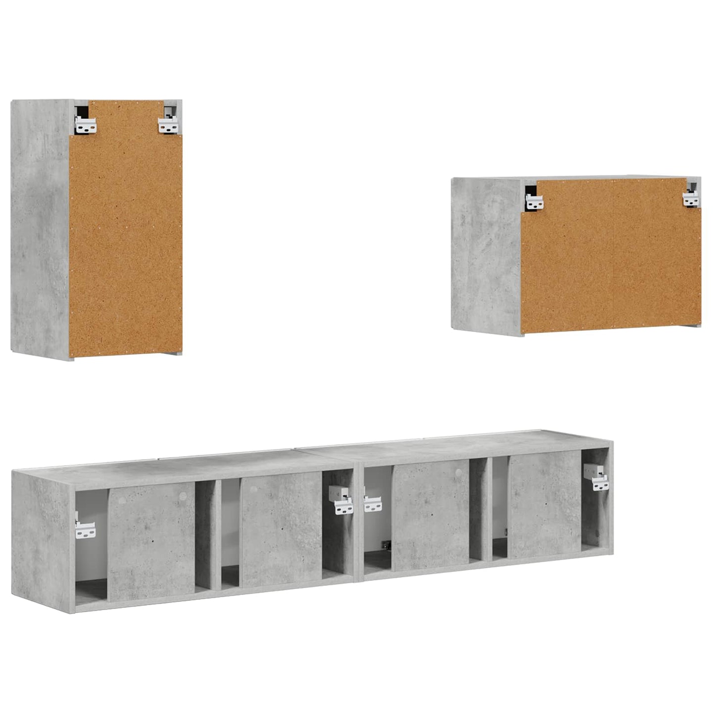 vidaXL TV Wall Cabinet Set 4 pcs Concrete Grey Engineered Wood