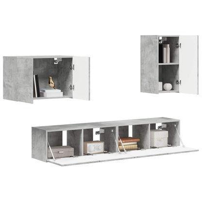 vidaXL TV Wall Cabinet Set 4 pcs Concrete Grey Engineered Wood