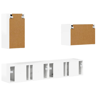 vidaXL TV Wall Cabinet Set 4 pcs High Gloss White Engineered Wood