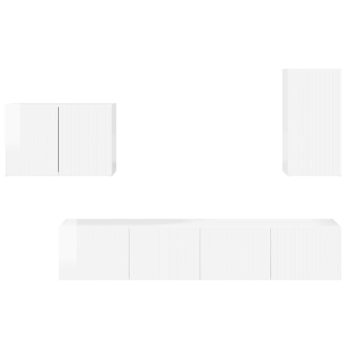 vidaXL TV Wall Cabinet Set 4 pcs High Gloss White Engineered Wood