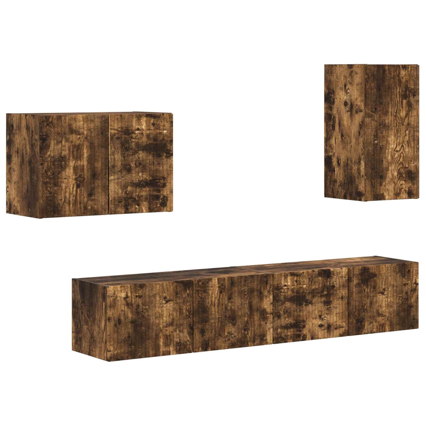 vidaXL TV Wall Cabinet Set 4 pcs Smoked Oak Engineered Wood