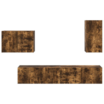 vidaXL TV Wall Cabinet Set 4 pcs Smoked Oak Engineered Wood
