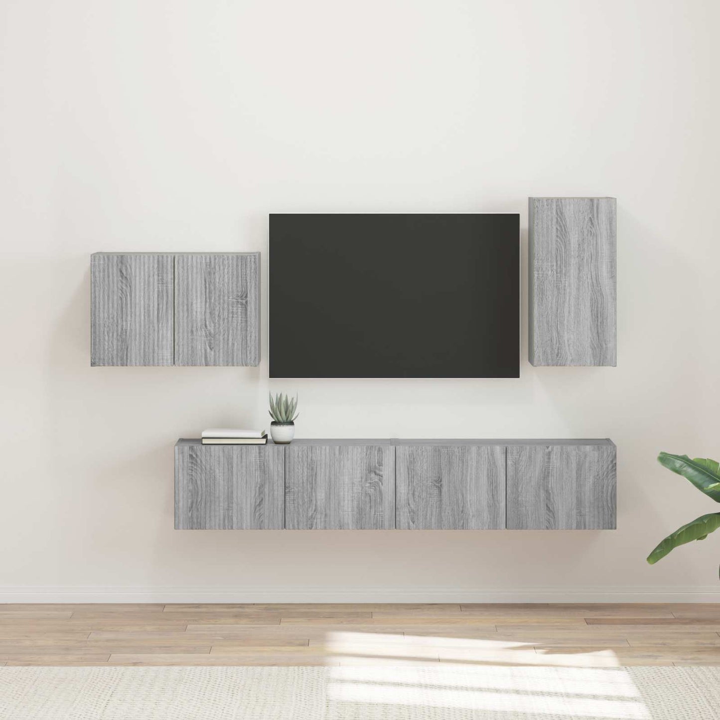 vidaXL TV Wall Cabinet Set 4 pcs Grey Sonoma Engineered Wood