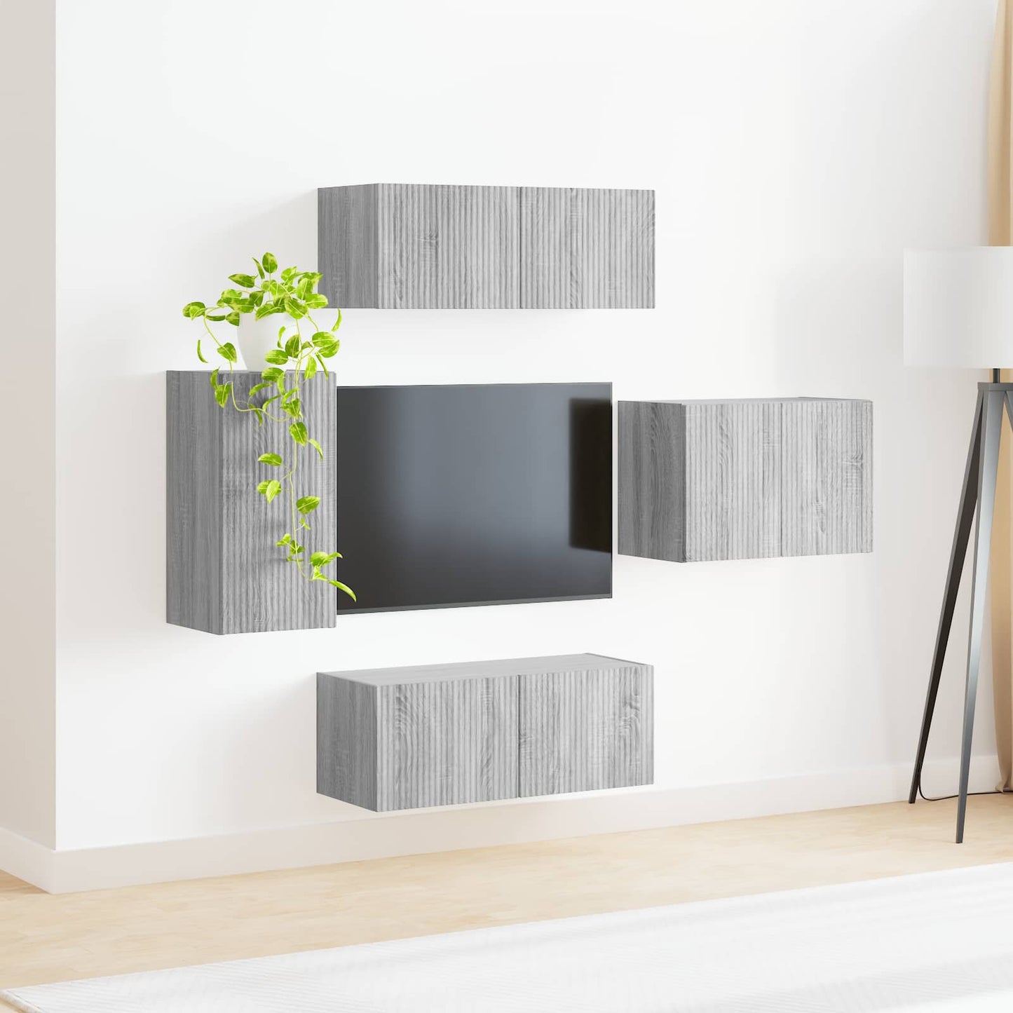 vidaXL TV Wall Cabinet Set 4 pcs Grey Sonoma Engineered Wood