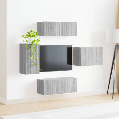 vidaXL TV Wall Cabinet Set 4 pcs Grey Sonoma Engineered Wood