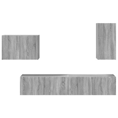 vidaXL TV Wall Cabinet Set 4 pcs Grey Sonoma Engineered Wood
