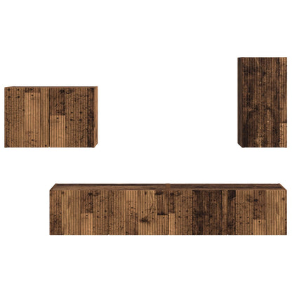 vidaXL TV Wall Cabinet Set Wall-mounted 4 pcs Old Wood Engineered Wood