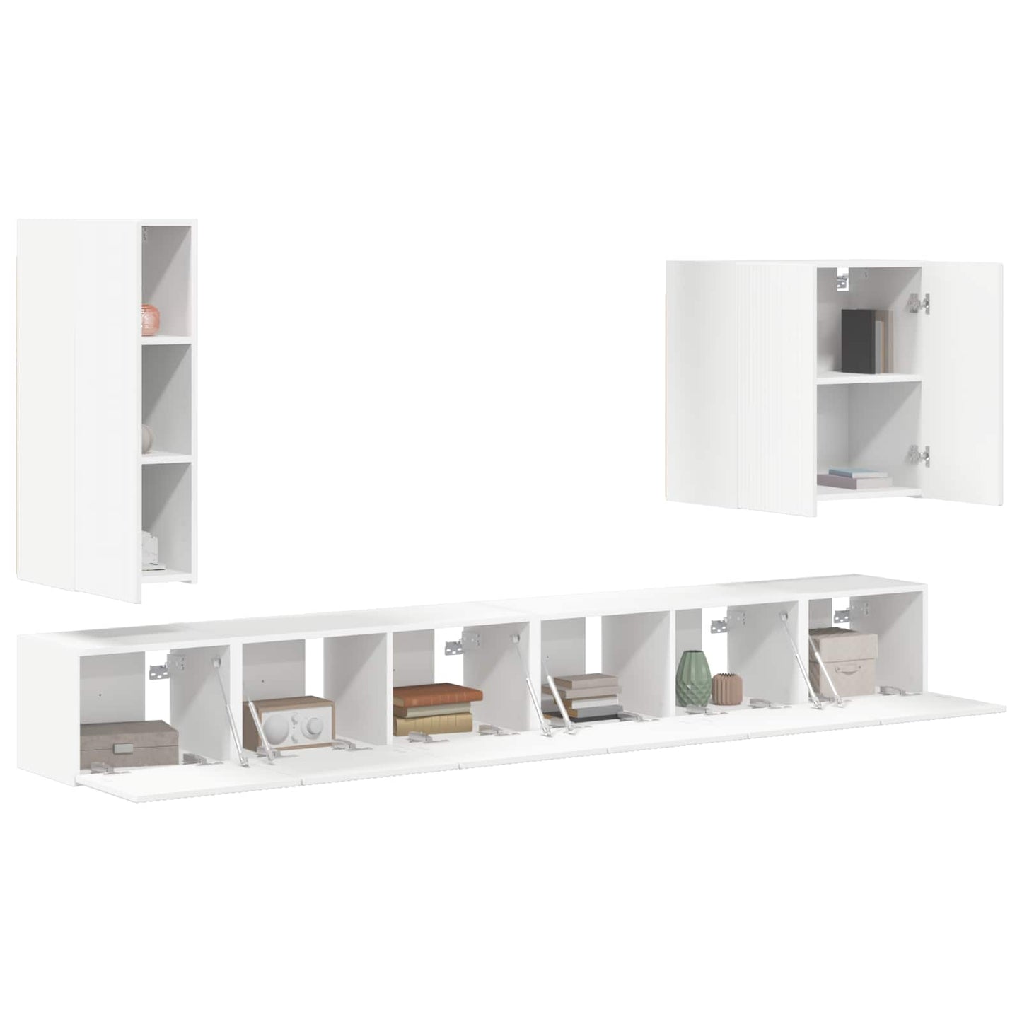vidaXL TV Wall Cabinet Set Wall-mounted 6 pcs White