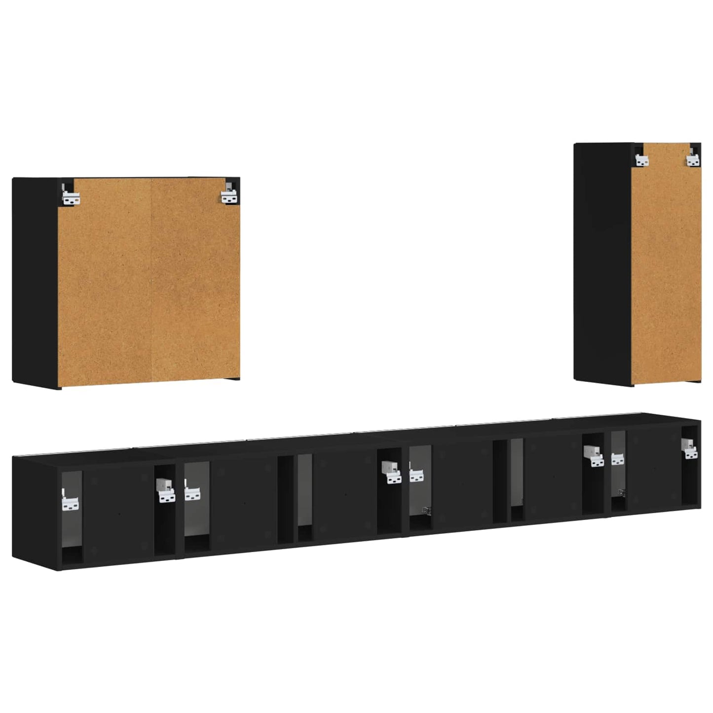 vidaXL TV Wall Cabinet Set Wall-mounted 6 pcs Black