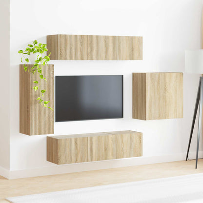 vidaXL TV Wall Cabinet Set Wall-mounted 6 pcs Sonoma Oak