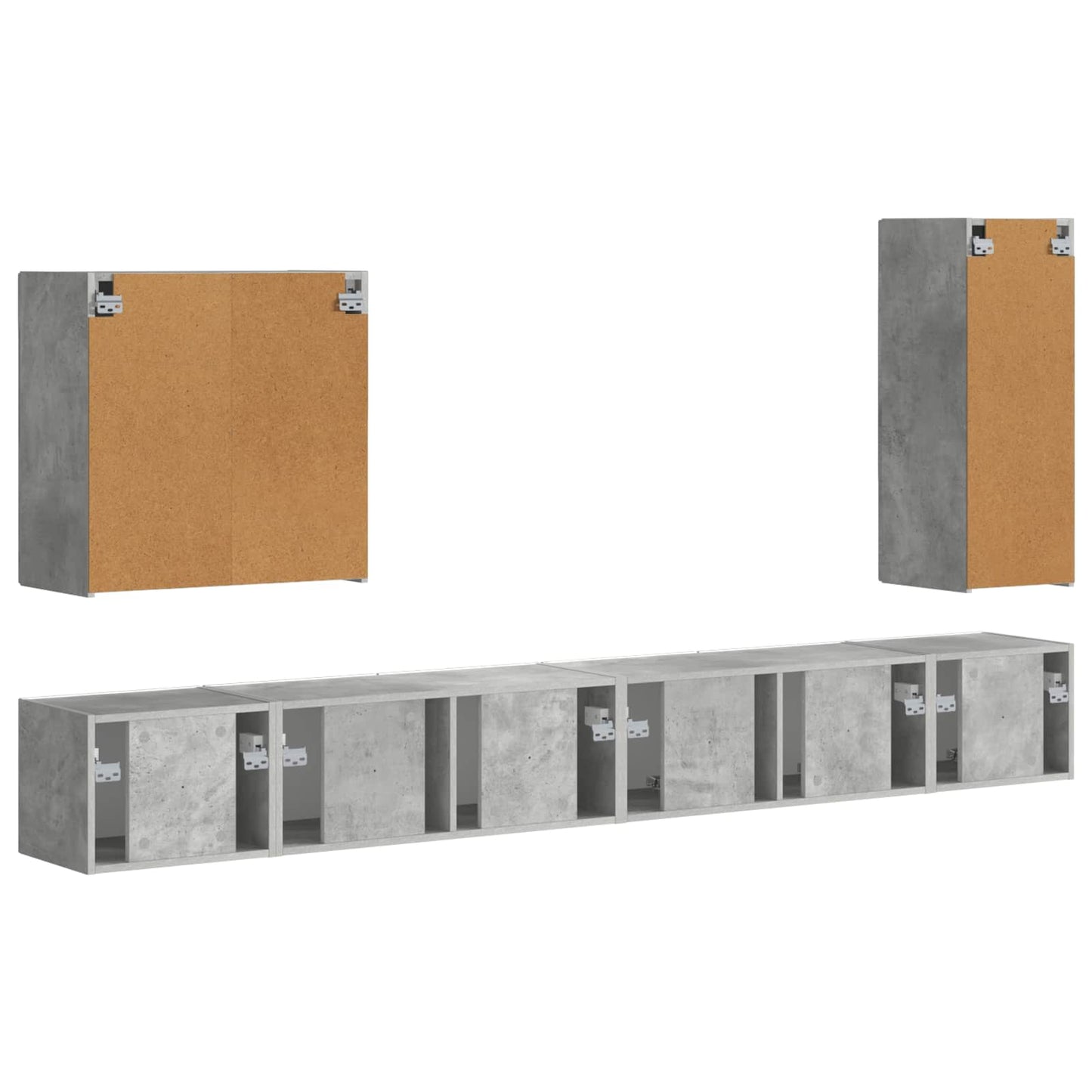 vidaXL TV Wall Cabinet Set Wall-mounted 6 pcs Concrete Grey