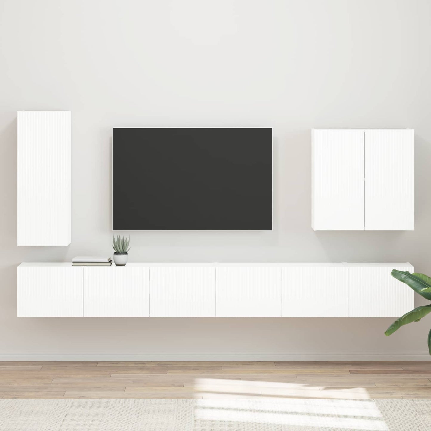 vidaXL TV Wall Cabinet Set Wall-mounted 6 pcs High Gloss White