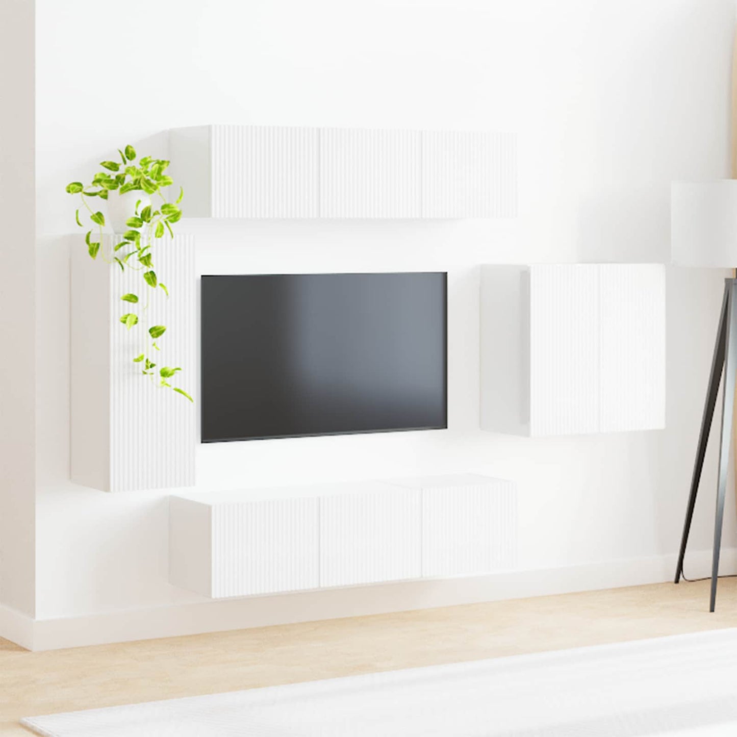 vidaXL TV Wall Cabinet Set Wall-mounted 6 pcs High Gloss White