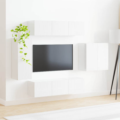 vidaXL TV Wall Cabinet Set Wall-mounted 6 pcs High Gloss White