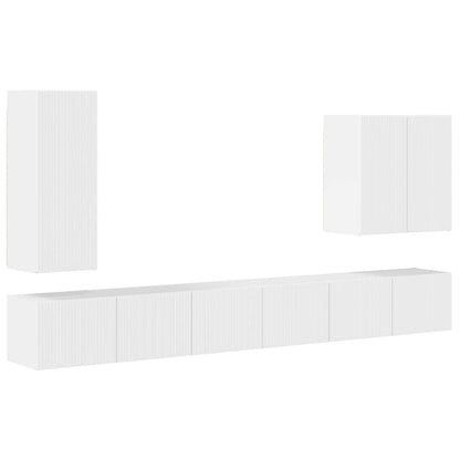 vidaXL TV Wall Cabinet Set Wall-mounted 6 pcs High Gloss White