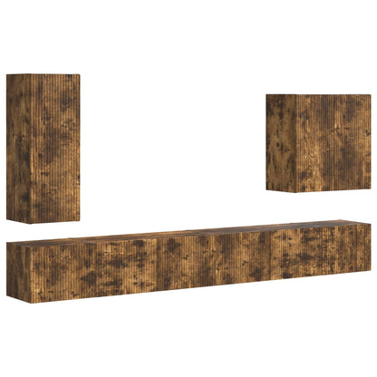 vidaXL TV Wall Cabinet Set Wall-mounted 6 pcs Smoked Oak